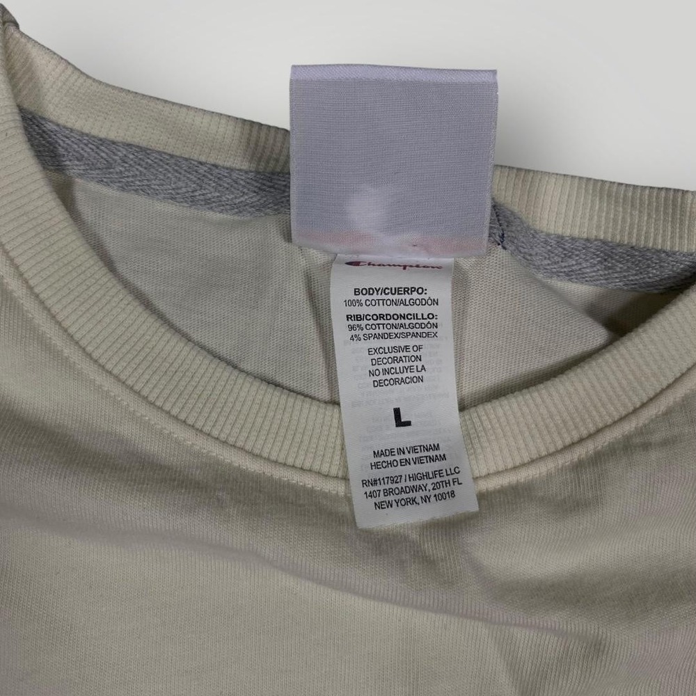 Champion Shirt Womens Large White Cropped Script Logo Boxy Short Sleeve C Patch - Picture 5 of 6